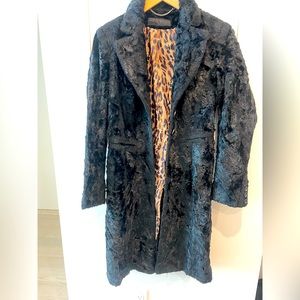 Karen Millen Black Fur and leopard print lined jacket